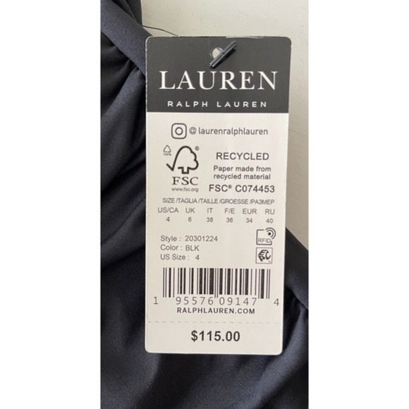 Ralph Lauren Women's Black Double Strap Twist Front Tankini Top Size 4 $115 - Picture 4 of 4